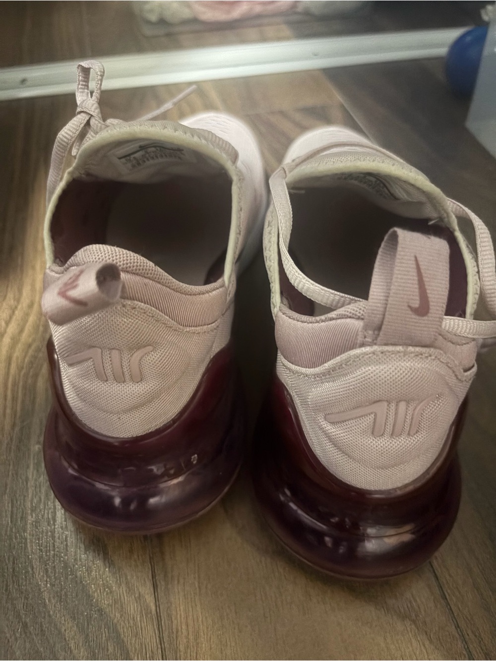 Nike Air Max 270 Knit Running Shoes - Dusty Rose & Burgundy - Picture 2 of 5